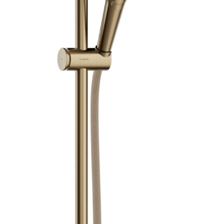 hansgrohe Rainfinity Brauseset 130 3jet EcoSmart mit Brausestange S Puro 90 cm, Push-Handbrausehalterung und Designflex Textilbrauseschlauch 160 cm, Brushed Bronze