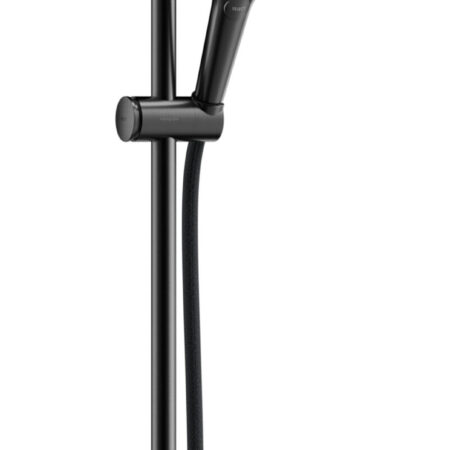 hansgrohe Rainfinity Brauseset 130 3jet EcoSmart mit Brausestange S Puro 90 cm, Push-Handbrausehalterung und Designflex Textilbrauseschlauch 160 cm, Brushed Black Chrome