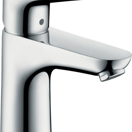 hansgrohe Focus Einhebel-Waschtischmischer 100 mit extra langem Comfortgriff 12,1 cm und Zugstangen-Ablaufgarnitur, Chrom