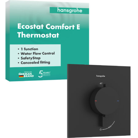 hansgrohe Ecostat Comfort E Thermostat Unterputz für 1 Verbraucher, Mattschwarz