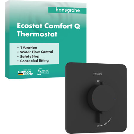 hansgrohe Ecostat Comfort Q Thermostat Unterputz für 1 Verbraucher, Mattschwarz