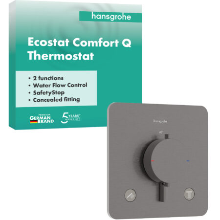 hansgrohe Ecostat Comfort Q Thermostat Unterputz für 2 Verbraucher, Brushed Black Chrome