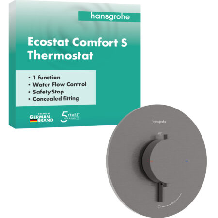 hansgrohe Ecostat Comfort S Thermostat Unterputz für 1 Verbraucher, Brushed Black Chrome