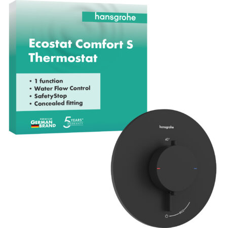 hansgrohe Ecostat Comfort S Thermostat Unterputz für 1 Verbraucher, Mattschwarz