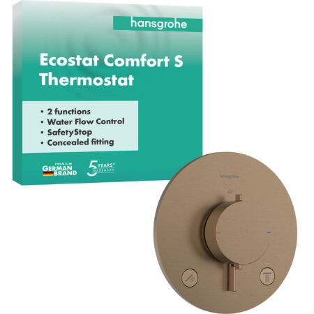 hansgrohe Ecostat Comfort S Thermostat Unterputz für 2 Verbraucher, Brushed Bronze