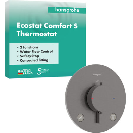 hansgrohe Ecostat Comfort S Thermostat Unterputz für 2 Verbraucher, Brushed Black Chrome
