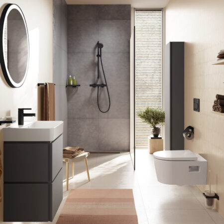 hansgrohe AddStoris Q Toilettenpapierhalter mit Deckel, Mattschwarz