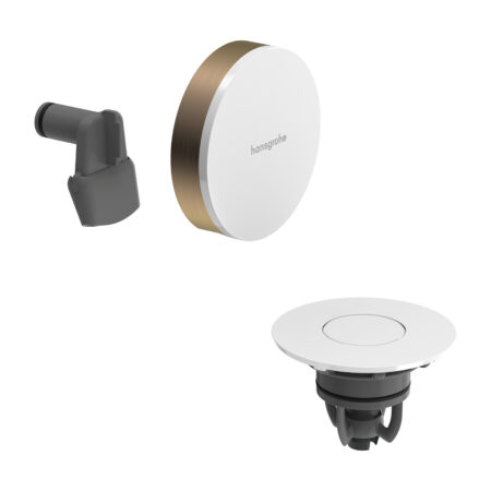 hansgrohe Exafill Fertigset Wanneneinlauf, Ablauf- und Überlaufgarnitur, Oberfläche Rahmen: Brushed Bronze, Oberfläche Deckel: Weiß Hochglanz