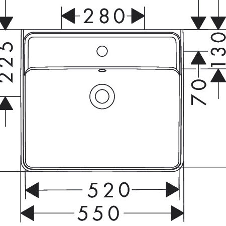 Xanuia Q Waschtisch 550/480 mit Hahnloch und Überlauf Weiß