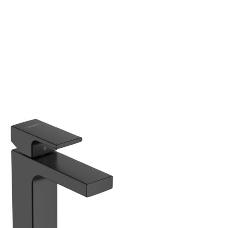 hansgrohe Vernis Shape Einhebel-Waschtischmischer 100 mit isolierter Wasserführung und Zugstangen-Ablaufgarnitur, Mattschwarz
