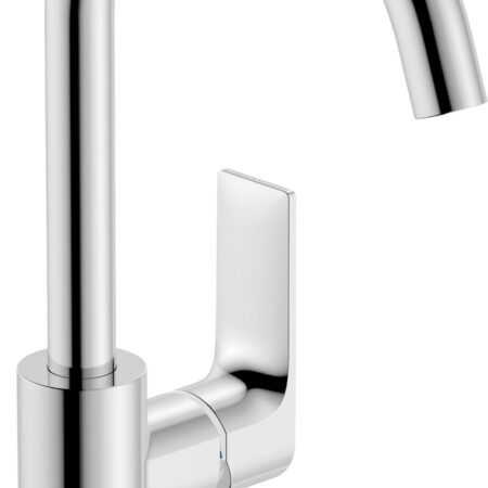 hansgrohe Rebris E Einhebel-Waschtischmischer 210 mit Schwenkauslauf und Zugstangen-Ablaufgarnitur, Chrom