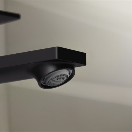 hansgrohe Rebris E Einhebel-Waschtischmischer 240 CoolStart für Aufsatzwaschtische mit Zugstangen-Ablaufgarnitur, Mattschwarz, PHASEOUT