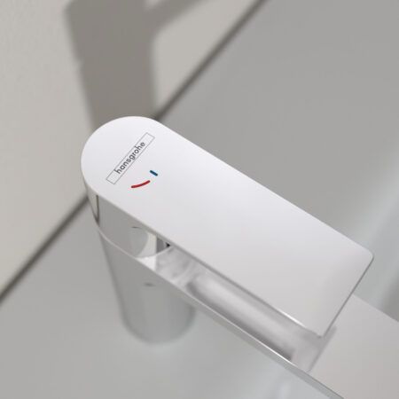 hansgrohe Rebris E Einhebel-Waschtischmischer 240 CoolStart für Aufsatzwaschtische ohne Ablaufgarnitur, Chrom, PHASEOUT