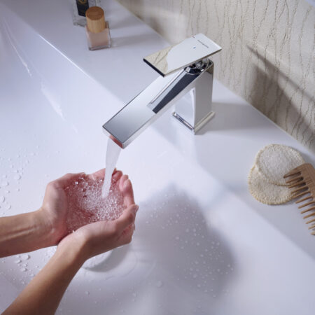 hansgrohe Tecturis E Einhebel-Waschtischmischer 110 EcoSmart+ mit Zugstangen-Ablaufgarnitur, Chrom