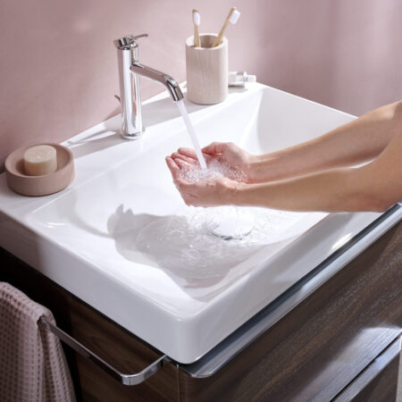 hansgrohe Tecturis S Einhebel-Waschtischmischer 110 EcoSmart+ mit Zugstangen-Ablaufgarnitur, Chrom
