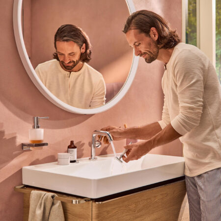 hansgrohe Tecturis S Einhebel-Waschtischmischer 110 Fine CoolStart EcoSmart+ mit Push-Open Ablaufgarnitur, Chrom