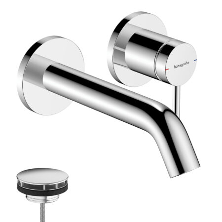 hansgrohe Tecturis S Einhebel-Waschtischmischer Unterputz für Wandmontage EcoSmart+ mit Auslauf 16,5 cm, Chrom