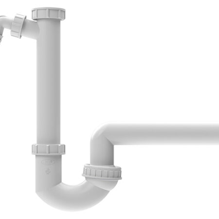 HL100/50 - Siphon DN50x6/4" mit Kugelgelenk und Waschgeräte-Anschluss