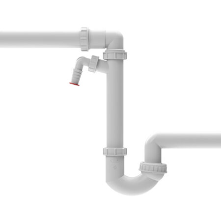 HL126/50 - Raumsparsiphon DN50x6/4" mit Kugelgelenk und Waschgeräte-Anschluss