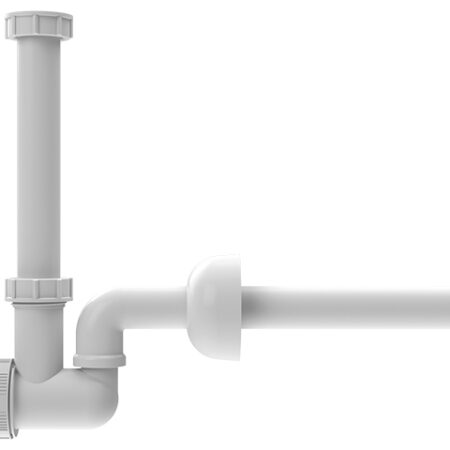 HL135/30 - Waschtisch-und Bidet-Siphon DN32x5/4" mit Reinigungseinsatz und Rosette. Abgangsbogen drehbar