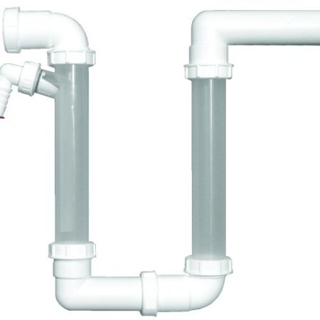 HL136.2 - Kondensatsiphon DN40 waagrecht x DN40 waagrecht mit transparenten Standrohren