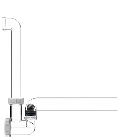 HL136T - Kugel-Kondensatsiphon DN40 transparent, Abgang waagrecht mit Anschluss 5/4" bzw. d 12-18 mm Rohr, für saugseitige Anwendung