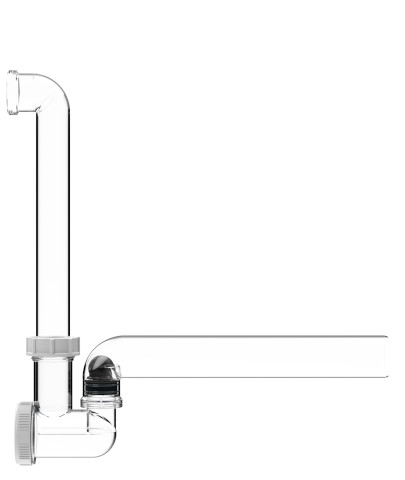HL136T - Kugel-Kondensatsiphon DN40 transparent, Abgang waagrecht mit Anschluss 5/4" bzw. d 12-18 mm Rohr, für saugseitige Anwendung
