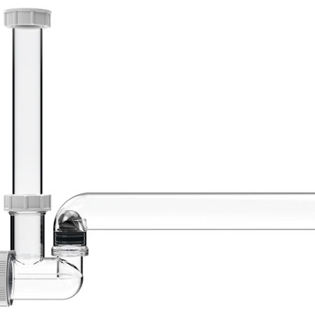 HL136T.3 - Kondensatsiphon DN40 transparent waagrecht x 5/4" senkrecht mit Wassergeruchsverschluss und mechanischer Geruchssperre