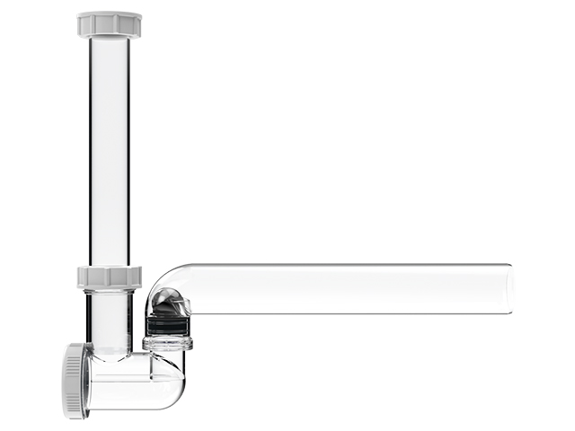 HL136T.3 - Kondensatsiphon DN40 transparent waagrecht x 5/4" senkrecht mit Wassergeruchsverschluss und mechanischer Geruchssperre