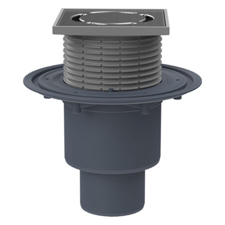 HL310N.2 - Balkon- und Terrassenablauf DN50/75/110 senkrecht mit frostsicherer Geruchsklappe, 123x123mm / 115x115mm