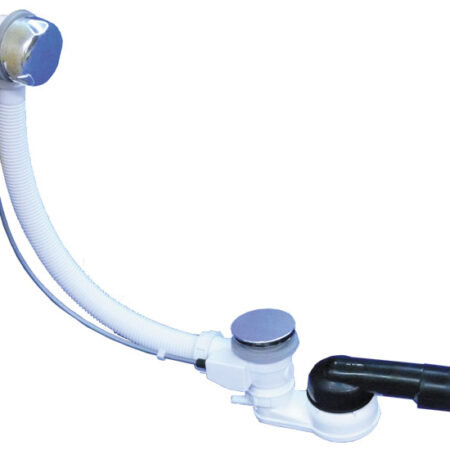 HL555N - BDW-Ab- und Überlaufgarnitur 6/4 Zoll mit Kugelgelenksiphon DN50/40 inkl. Schlauchanschluss 8-13mm sowie Bowdenzug 60cm