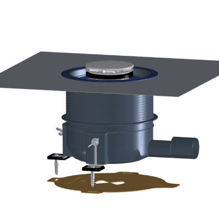 HL570 - HL570 FlexBox, komplettes Installations-Set für flache Duschtassen mit Edelstahl-Abdeckung