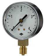 Klein-Manometer Fig.2602 1/4" 63 mm Durchmesser 0-10 bar Anschl.oben
