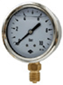 Glyzerinmanometer Fig.2628 1/4" Anschl. unten 63mm 0-10bar Edelstahlgehäuse