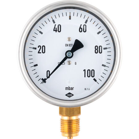 Kapselfedermanometer Fig 2629 100 mm Durchmesser 0-160 mbar Anschluss unten