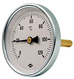 Bimetallthermometer 1/2"hinten 80mm Schaftlänge 100mm 0-60°