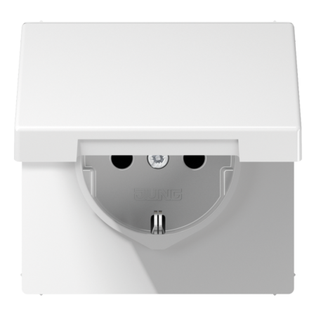 SCHUKO®-Steckdose, 16 A 250 V ~, Klappde ckel, Duroplast, Serie LS, alpinweiß
