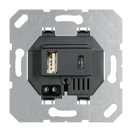 USB-Ladegerät, 1 x Typ A + 1 x Typ C, sc hwarz