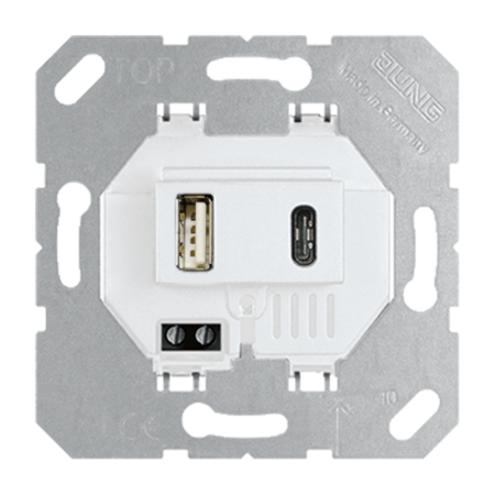 USB-Ladegerät, 1 x Typ A + 1 x Typ C, al pinweiß