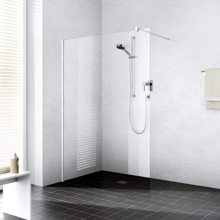 Kermi Duschdesign, WALK-IN XB, XB WIW, WALK-IN Wall, H 2000 mm, Gesamtbreite 1.180-1.200 mm, Wanneneinbaumaß 1.185-1.205 mm, Silber Hochglanz, ESG Klar, Beschichtung ohne