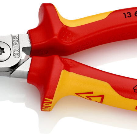 KNIPEX 13 66 180 StriX® Abisolierzangen mit Kabelschere isoliert mit Mehrkomponenten-Hüllen, VDE-geprüft verchromt 180 mm