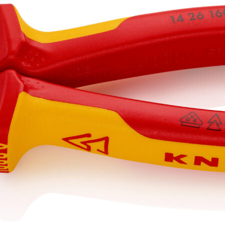KNIPEX 14 26 160 Abisolier-Seitenschneider isoliert mit Mehrkomponenten-Hüllen, VDE-geprüft verchromt 160 mm