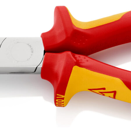 KNIPEX 26 26 200 Flachrundzange mit Schneide (Storchschnabelzange) isoliert mit Mehrkomponenten-Hüllen, VDE-geprüft verchromt 200 mm