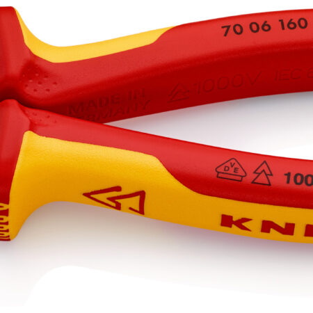 KNIPEX 70 06 160 Seitenschneider isoliert mit Mehrkomponenten-Hüllen, VDE-geprüft verchromt 160 mm