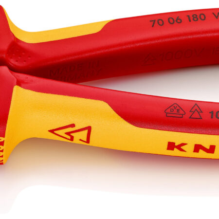 KNIPEX 70 06 180 Seitenschneider isoliert mit Mehrkomponenten-Hüllen, VDE-geprüft verchromt 180 mm