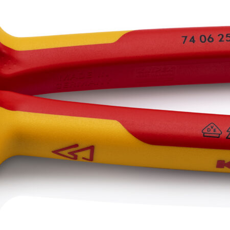 KNIPEX 74 06 250 Kraft-Seitenschneider isoliert mit Mehrkomponenten-Hüllen, VDE-geprüft verchromt 250 mm