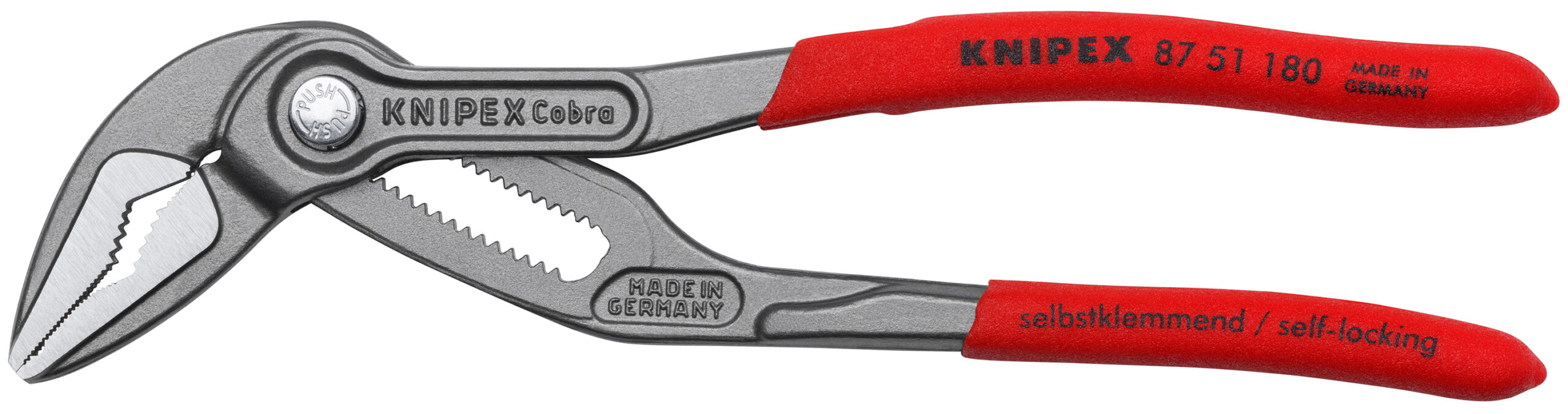 KNIPEX 87 51 180 Cobra® ES Wasserpumpenzange extra-schlank mit rutschhemmendem Kunststoff überzogen grau atramentiert 180 mm