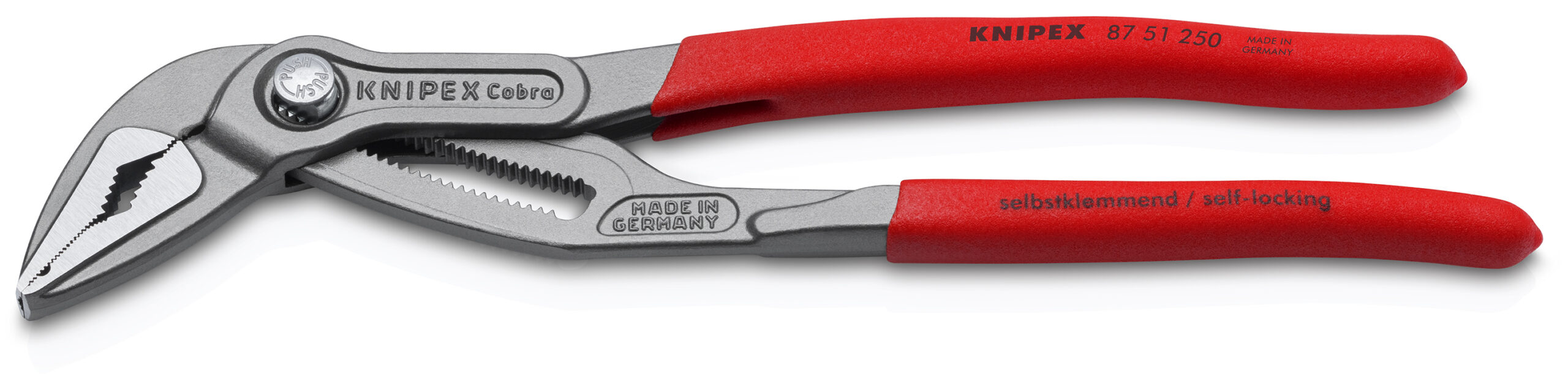 KNIPEX 87 51 250 Cobra® ES Wasserpumpenzange extra-schlank mit rutschhemmendem Kunststoff überzogen grau atramentiert 250 mm