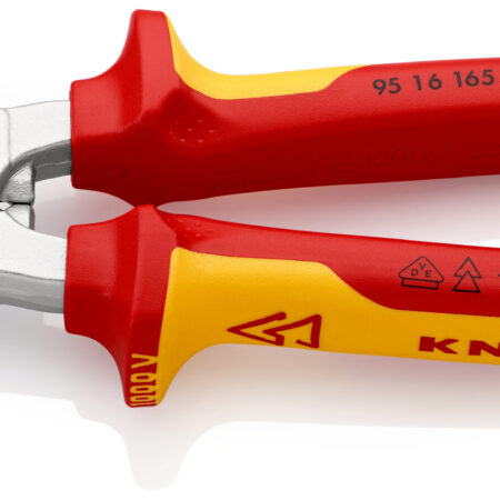 KNIPEX 95 16 165 Kabelschere isoliert mit Mehrkomponenten-Hüllen, VDE-geprüft verchromt 165 mm