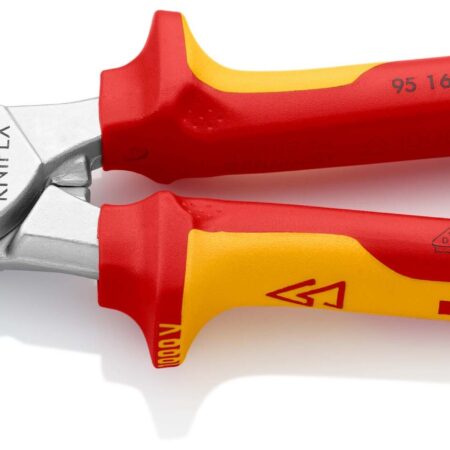 KNIPEX 95 16 200 Kabelschere mit Doppelschneide isoliert mit Mehrkomponenten-Hüllen, VDE-geprüft verchromt 200 mm